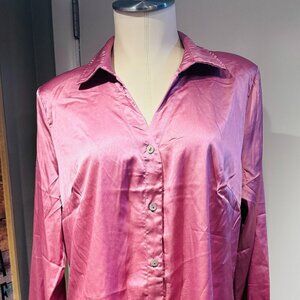 Paparazzi Pink Relaxed Button Down Shirt with Mandarin Collar